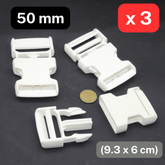3 Clip Buckles 50mm White Buckles - ACCESSOIRES LEDUC BV